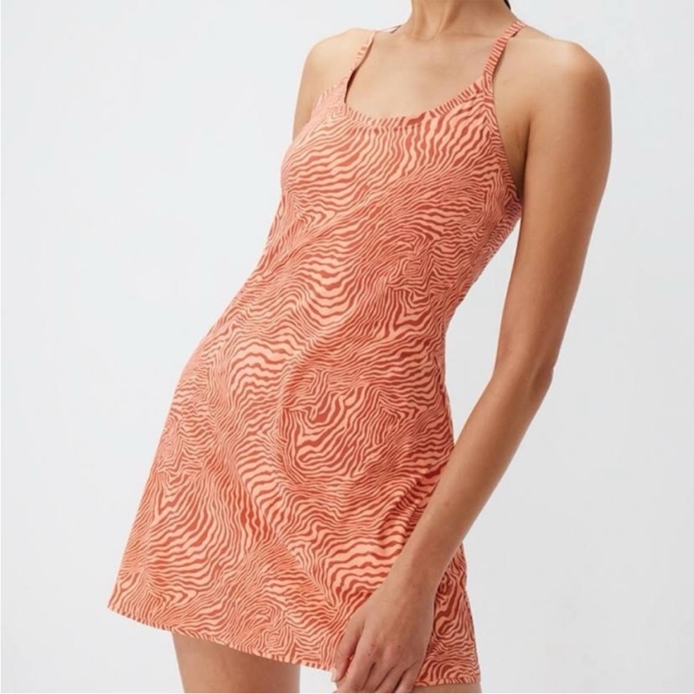 Outdoor Voices Melon Zebra Print Exercise Dress
